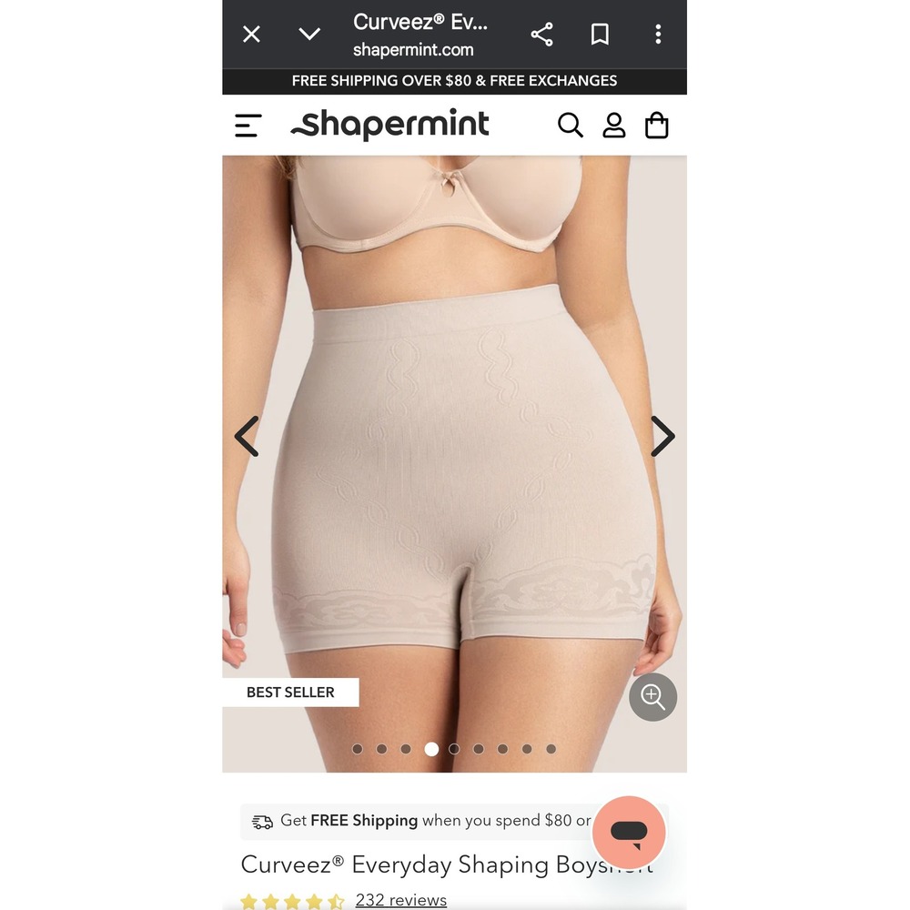 Curveez Everyday Shaping Boyshorts Medium Compression High Waist Lace‎ Trim